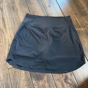 Athleta Womens Black Athletic Running Tennis Skort Perforated Zip Pocket Small